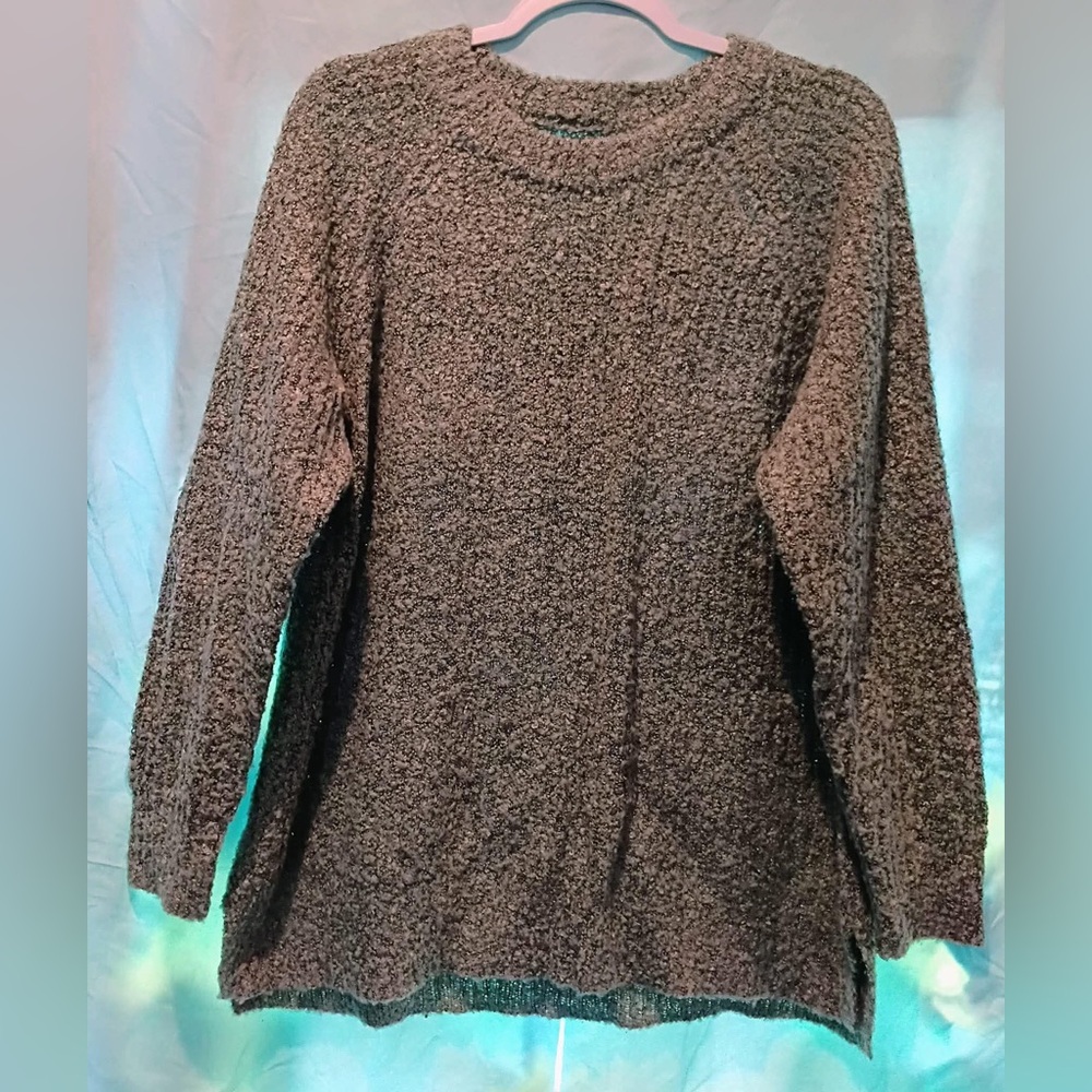 Mud Pie Brown Bouclé Crewneck Sweater